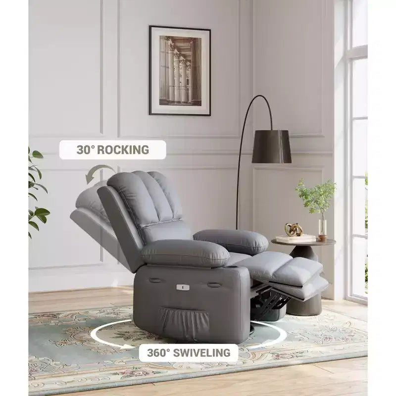 Recliner Chair for Living Room with Massage & Heat, Swivel Rocking Recliner Sofa, Cup Holders, Side Pocket, Ergonomic Lounge, NurseryBedroom