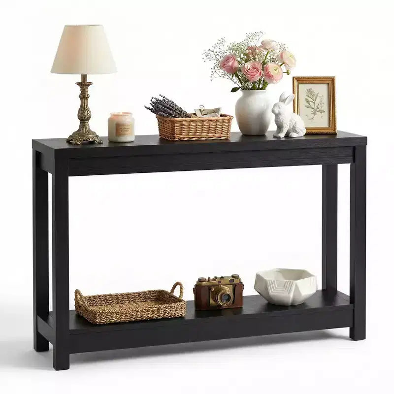 Console étroite de 47 po avec étagère de rangement, table d'entrée étroite derrière le canapé