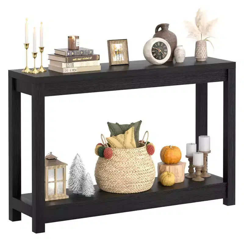 Console étroite de 47 po avec étagère de rangement, table d'entrée étroite derrière le canapé