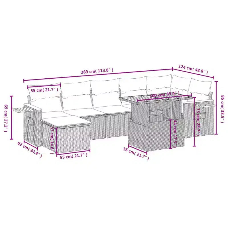 vidaXL Conjunto de Sofás Modulares de Jardín con Cojines