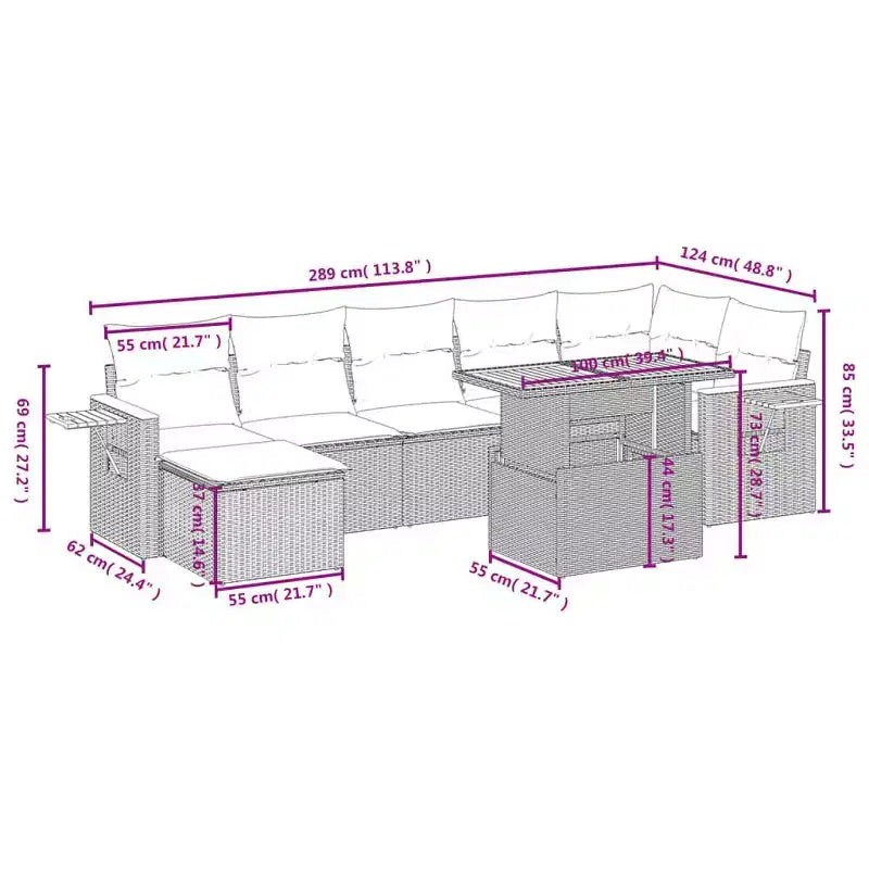 vidaXL Conjunto de Sofás Modulares de Jardín con Cojines