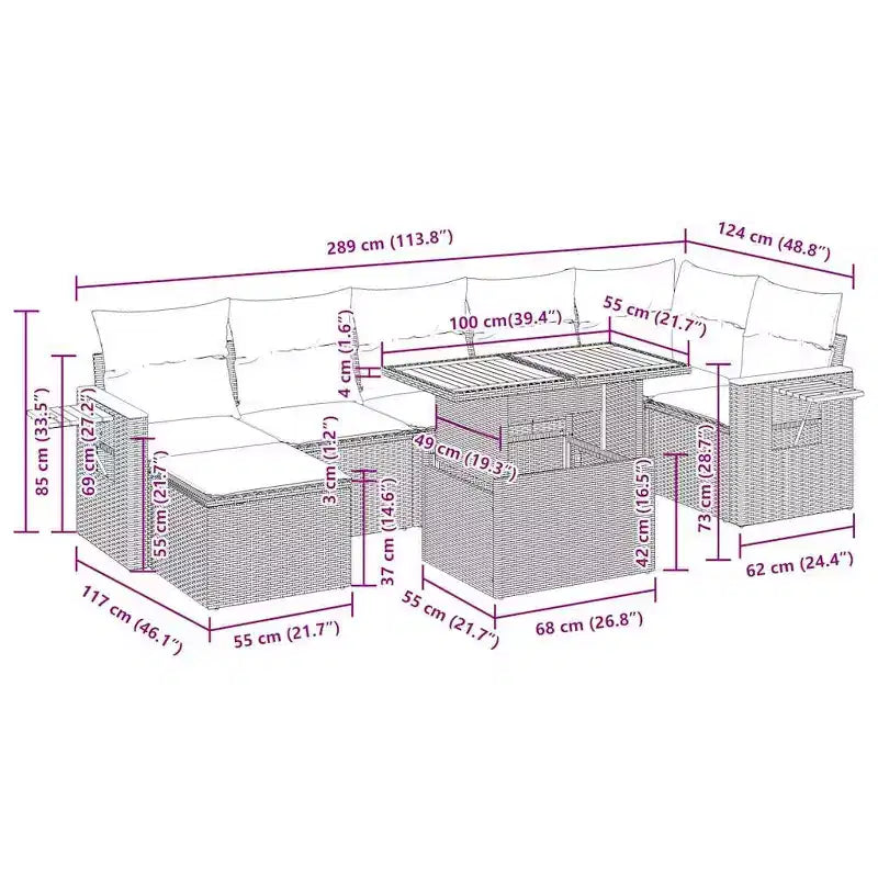 vidaXL Conjunto de Sofás Modulares de Jardín con Cojines