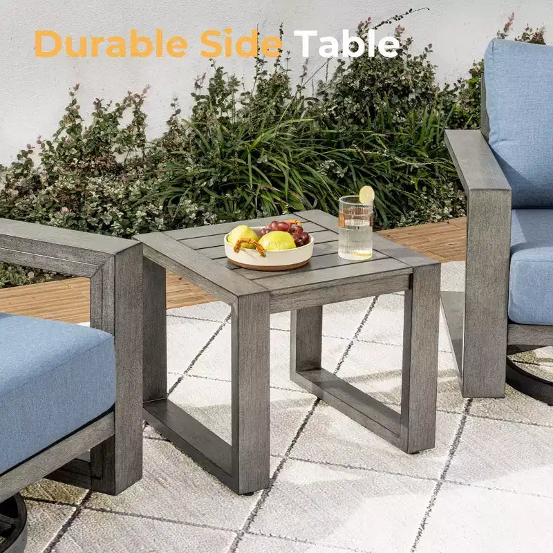 Juego de muebles de patio de aluminio HAPPATIO, juego de conversación de exterior de gran tamaño de 3 piezas con asientos profundos y reposabrazos anchos, funda Sunbrella incluida