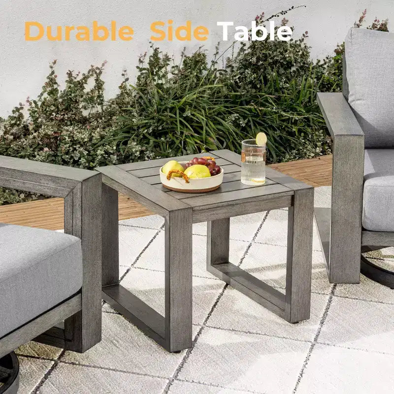 Juego de muebles de patio de aluminio HAPPATIO, juego de conversación de exterior de gran tamaño de 3 piezas con asientos profundos y reposabrazos anchos, funda Sunbrella incluida
