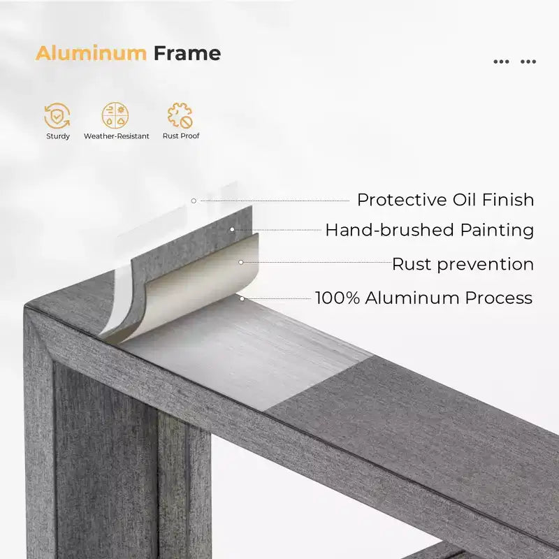 Juego de muebles de patio de aluminio HAPPATIO, juego de conversación de exterior de gran tamaño de 3 piezas con asientos profundos y reposabrazos anchos, funda Sunbrella incluida