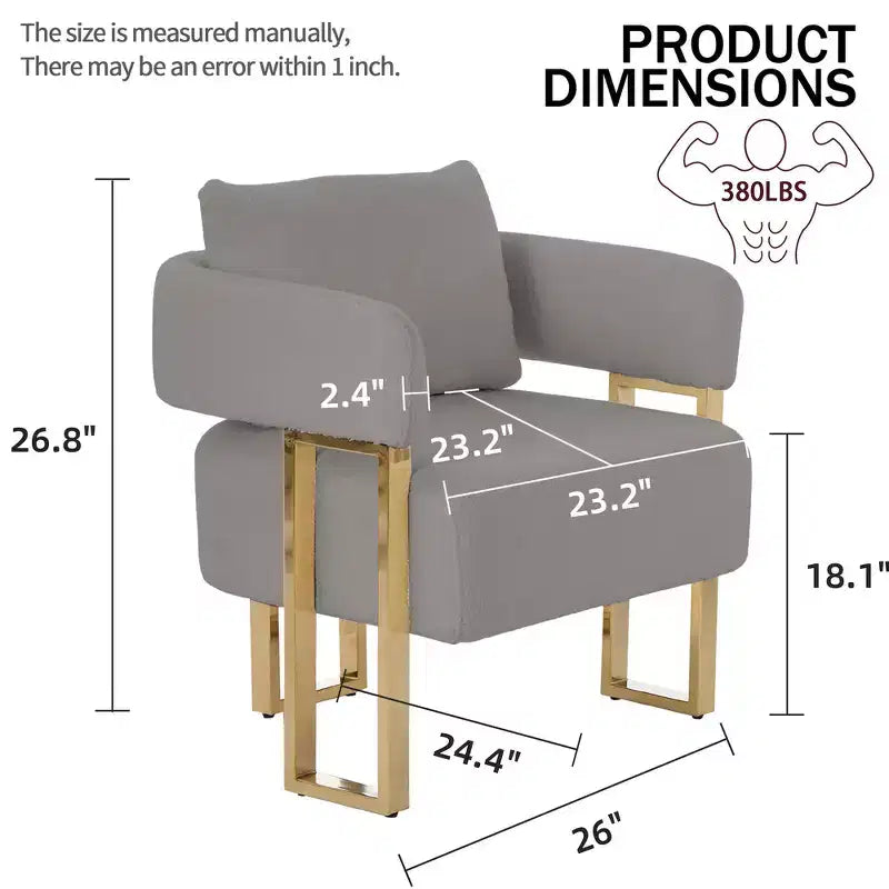 Juego de 2 sillones modernos, tapizados en forro polar tipo borrego con patas de metal dorado