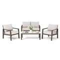HAPPATIO Patio Conversation Set, 4-Piece Aluminum Oversized Patio Furniture Set with Rope Woven Backrest for Yard, Porch, Balcony
