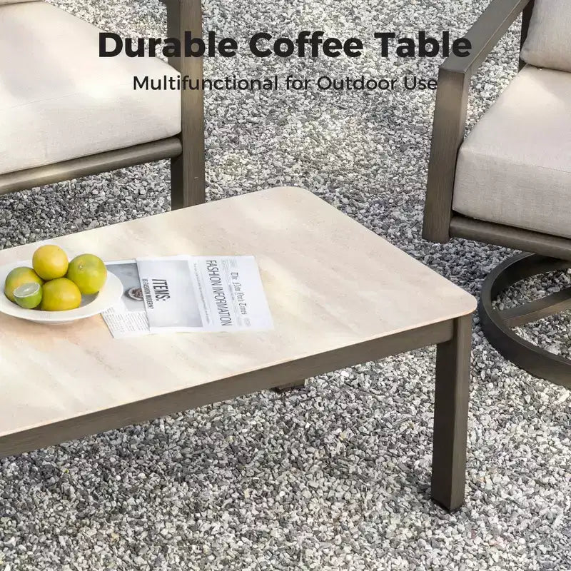 Juego de conversación para patio HAPPATIO, juego de muebles de patio extragrande de aluminio de 4 piezas con respaldo de cuerda trenzada para patio, porche, balcón