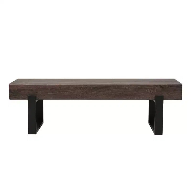 Banco de comedor rústico de 59 pulgadas con tablero de MDF y patas de metal para múltiples usos