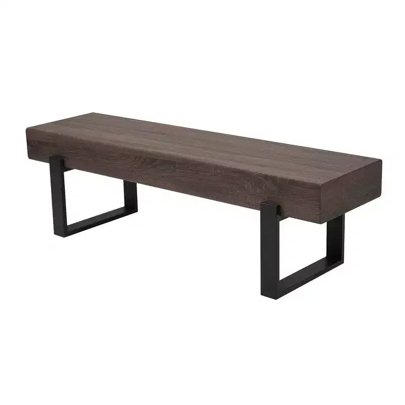 Banco de comedor rústico de 59 pulgadas con tablero de MDF y patas de metal para múltiples usos
