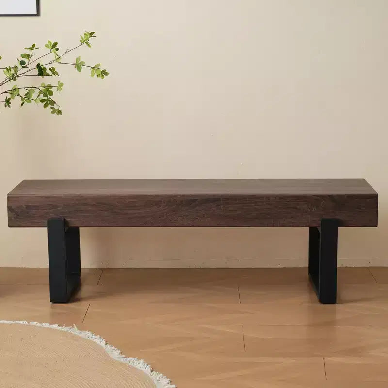 Banco de comedor rústico de 59 pulgadas con tablero de MDF y patas de metal para múltiples usos
