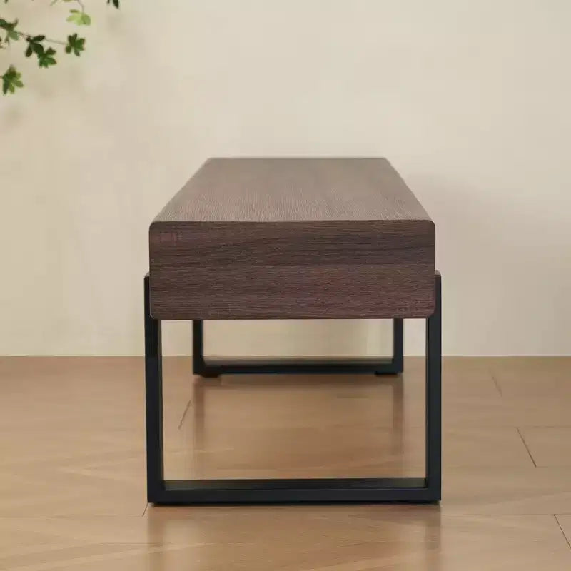Banco de comedor rústico de 59 pulgadas con tablero de MDF y patas de metal para múltiples usos