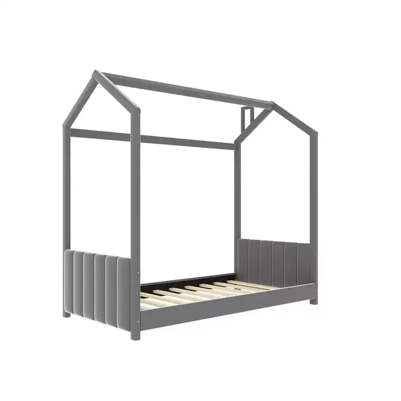 Cama de terciopelo para habitación infantil, gris