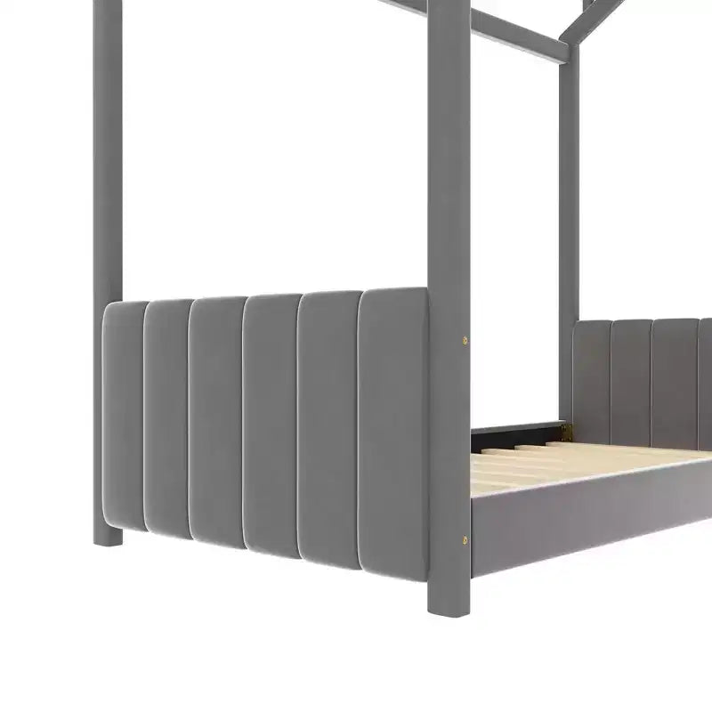 Cama de terciopelo para habitación infantil, gris