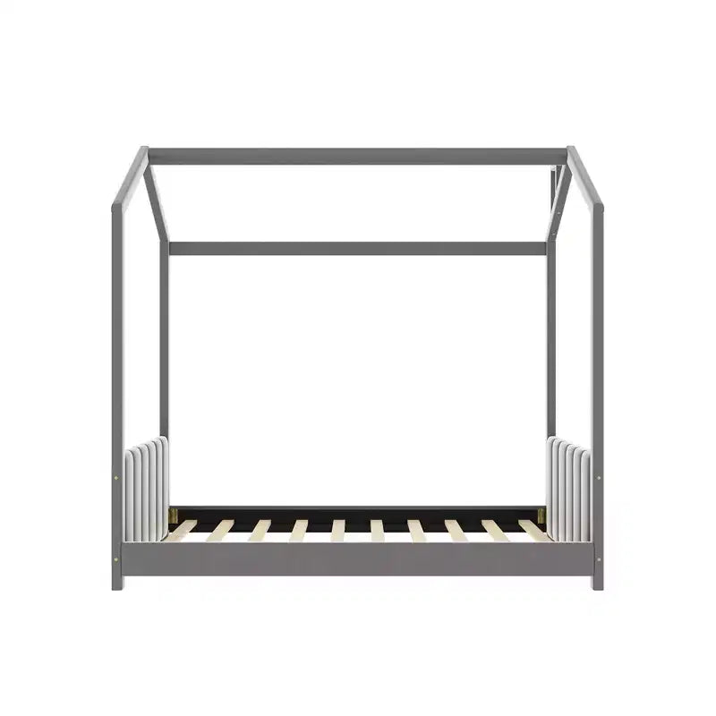 Cama de terciopelo para habitación infantil, gris
