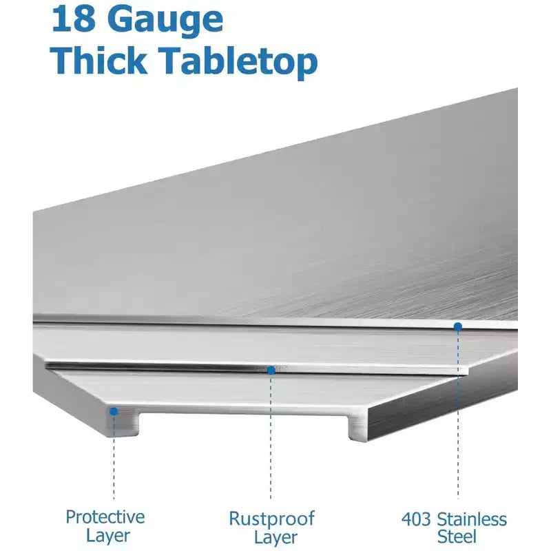 Table de préparation en acier inoxydable robuste, table de travail commerciale NSF avec étagère inférieure réglable pour cuisine, restaurant, maison, garage