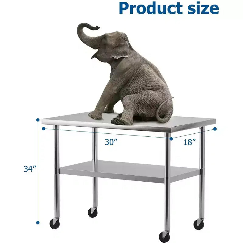 Table de préparation en acier inoxydable robuste, table de travail commerciale NSF avec étagère inférieure réglable pour cuisine, restaurant, maison, garage