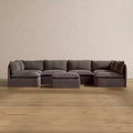 Anabei Modular Washable 6-Seater Open-Ends U-Sectional Sofa + Ottoman | Memorix+ Seat & Contour Pillow