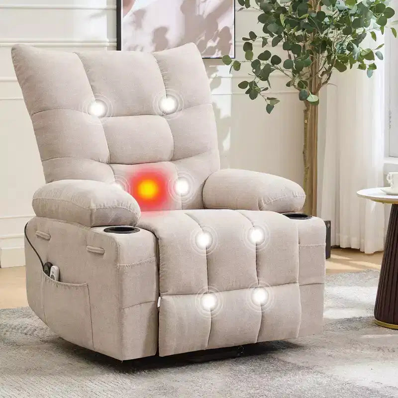 Oversized Lift Recliner Chair, Soft Padded Upholstery, Cup Holders, Side Pocket, Assisted Stand, Comfortable Lounge Recliner for Living Room, Bedroom
