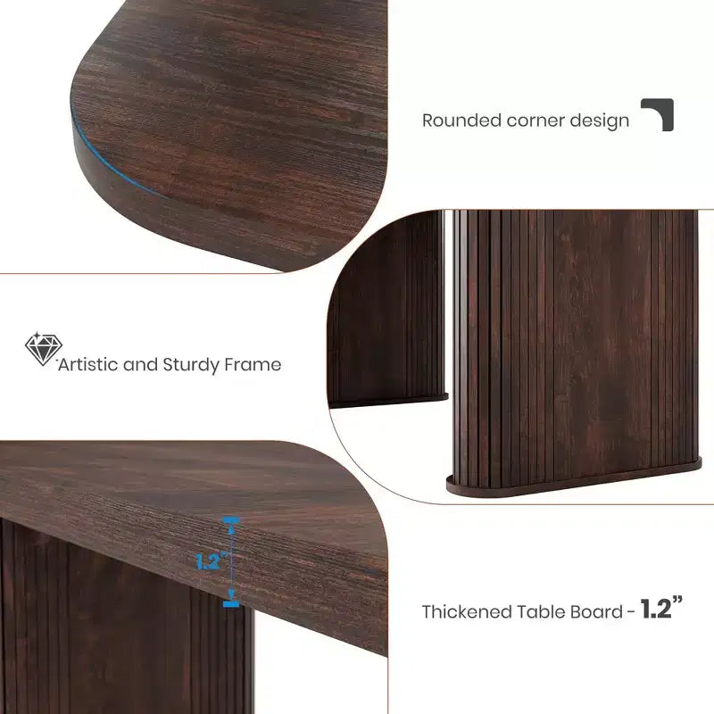 Mesa de comedor para 6-8 personas - Mesa de cocina moderna de 62" de largo con tablero grande y patas de pedestal de alta resistencia, mesa de cena rectangular
