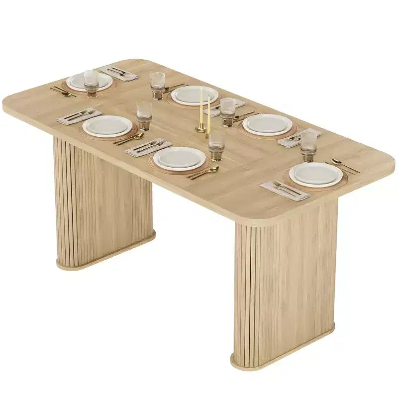 Mesa de comedor para 6-8 personas - Mesa de cocina moderna de 62" de largo con tablero grande y patas de pedestal de alta resistencia, mesa de cena rectangular