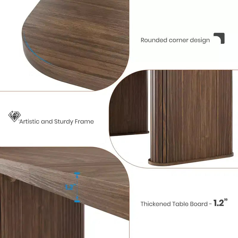 Mesa de comedor para 6-8 personas - Mesa de cocina moderna de 62" de largo con tablero grande y patas de pedestal de alta resistencia, mesa de cena rectangular