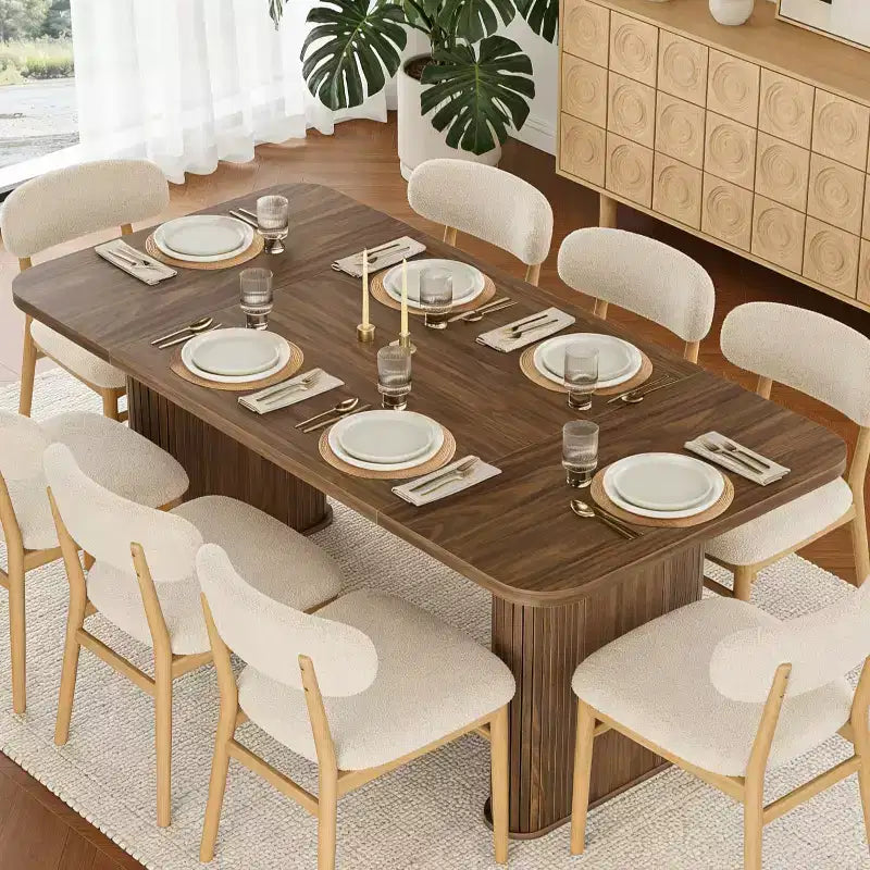 Mesa de comedor para 6-8 personas - Mesa de cocina moderna de 62" de largo con tablero grande y patas de pedestal de alta resistencia, mesa de cena rectangular