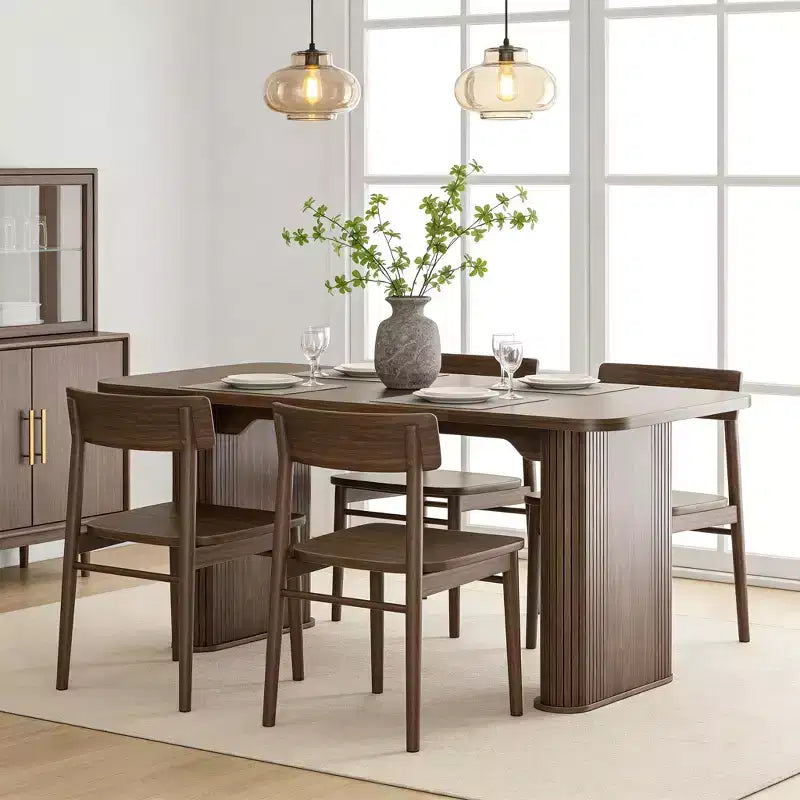 Mesa de comedor para 6-8 personas - Mesa de cocina moderna de 62" de largo con tablero grande y patas de pedestal de alta resistencia, mesa de cena rectangular