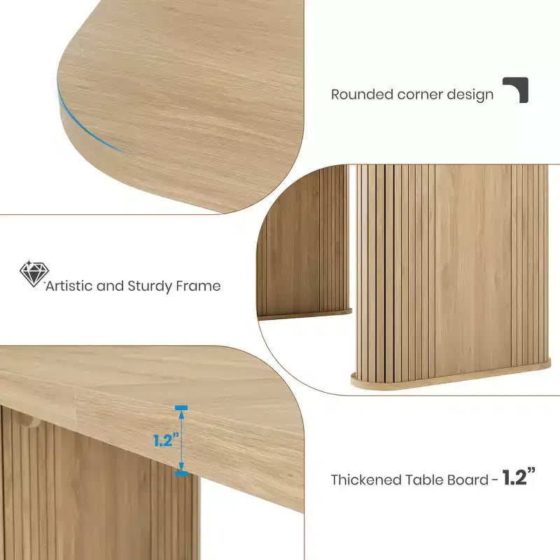 Mesa de comedor para 6-8 personas - Mesa de cocina moderna de 62" de largo con tablero grande y patas de pedestal de alta resistencia, mesa de cena rectangular