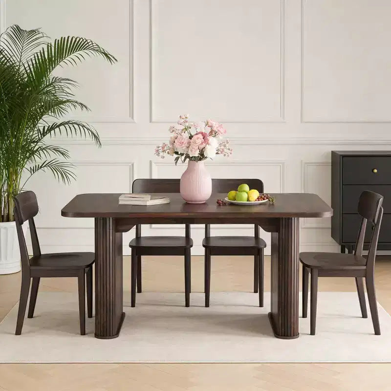 Mesa de comedor para 6-8 personas - Mesa de cocina moderna de 62" de largo con tablero grande y patas de pedestal de alta resistencia, mesa de cena rectangular