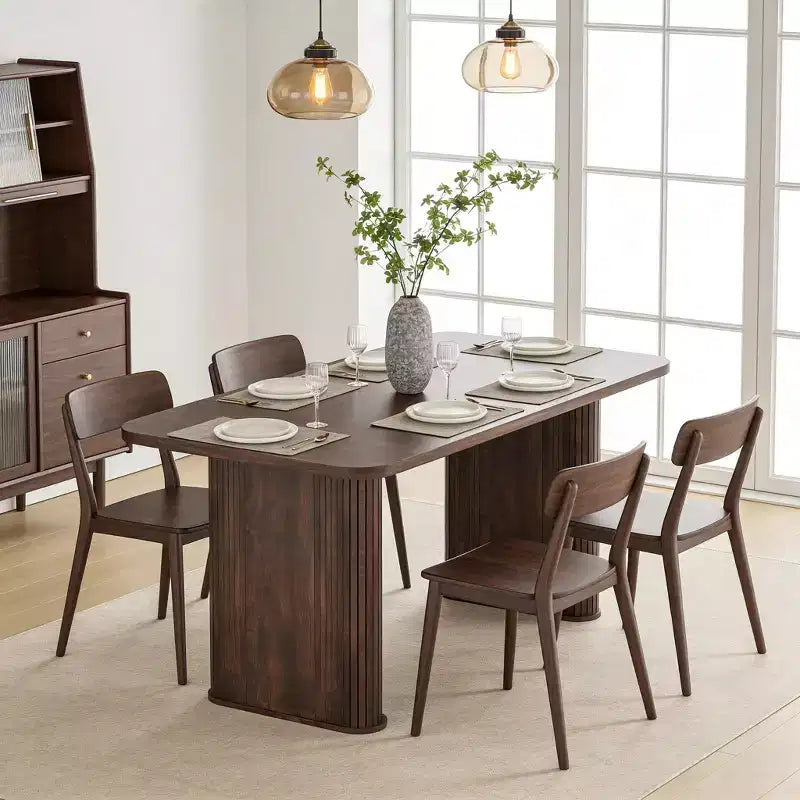 Mesa de comedor para 6-8 personas - Mesa de cocina moderna de 62" de largo con tablero grande y patas de pedestal de alta resistencia, mesa de cena rectangular