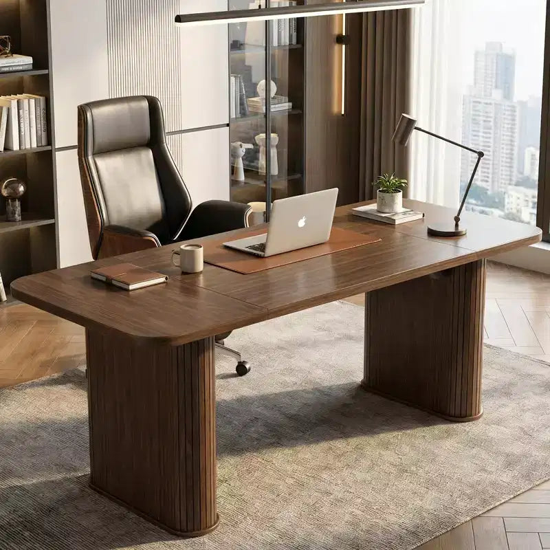 Mesa de comedor para 6-8 personas - Mesa de cocina moderna de 62" de largo con tablero grande y patas de pedestal de alta resistencia, mesa de cena rectangular