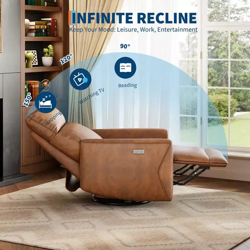 Recliner Swivel Rocker Chair, Upholstered Fabric Single Sofa, Ergonomic High Back Single Sofa Seat, for Living Room, Bedroom
