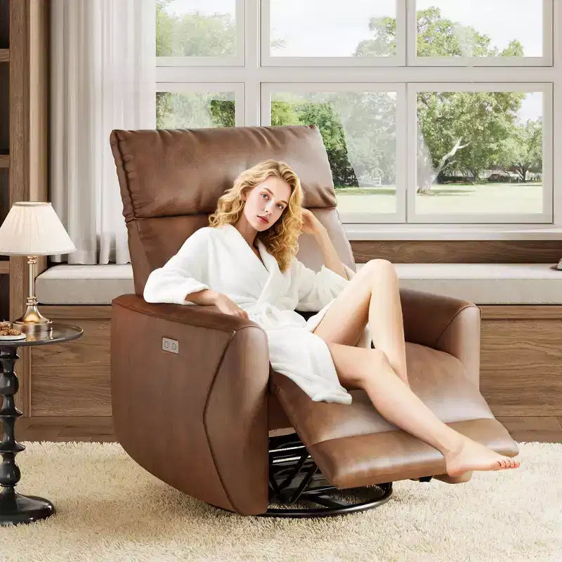 Recliner Swivel Rocker Chair, Upholstered Fabric Single Sofa, Ergonomic High Back Single Sofa Seat, for Living Room, Bedroom