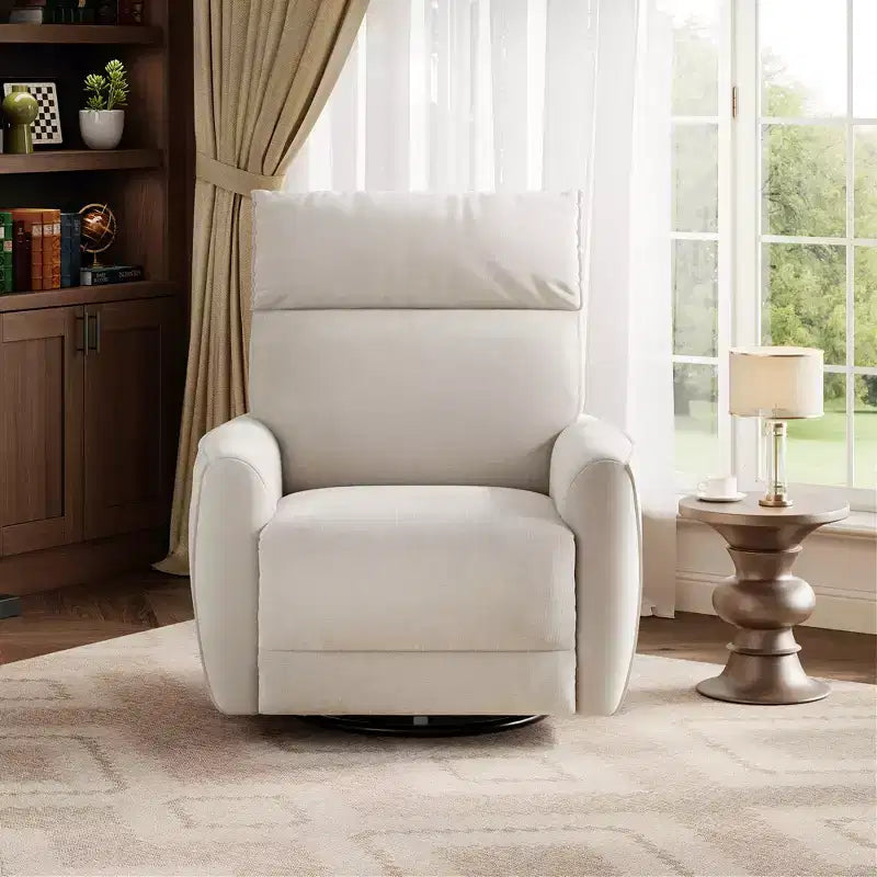 Sillón reclinable giratorio mecedor, sofá individual tapizado en tela, asiento de sofá individual ergonómico de respaldo alto, para sala de estar, dormitorio
