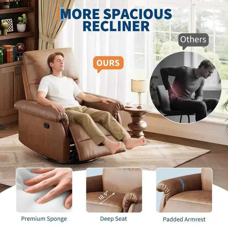 Swivel Rocker Recliner Chair, Deep Seat Rocker Glider, for Living Room, Bedroom