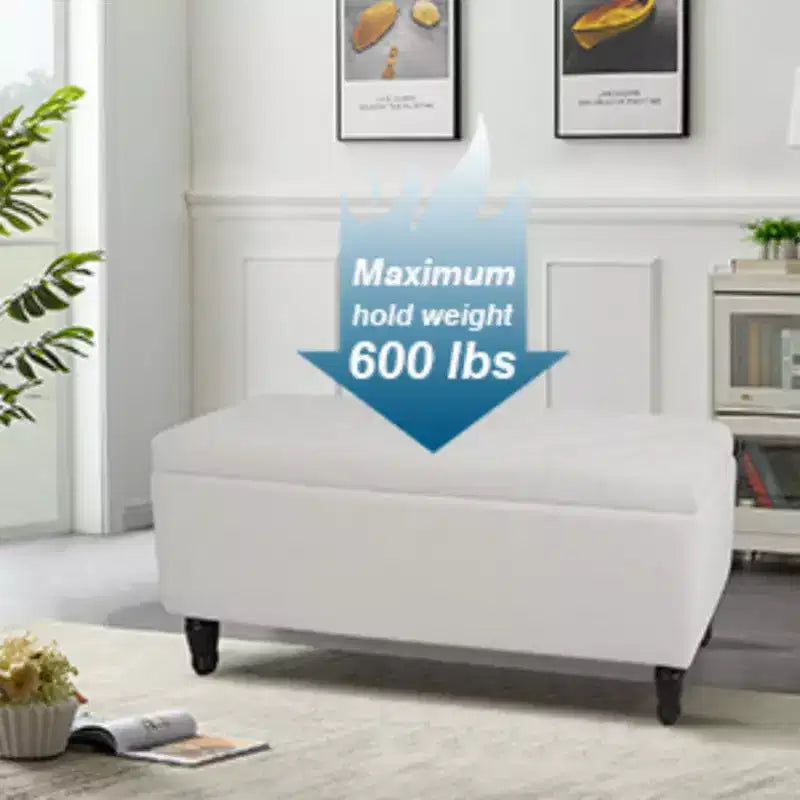 Banc de rangement capitonné en velours de 119,4 cm, capacité de 272 kg