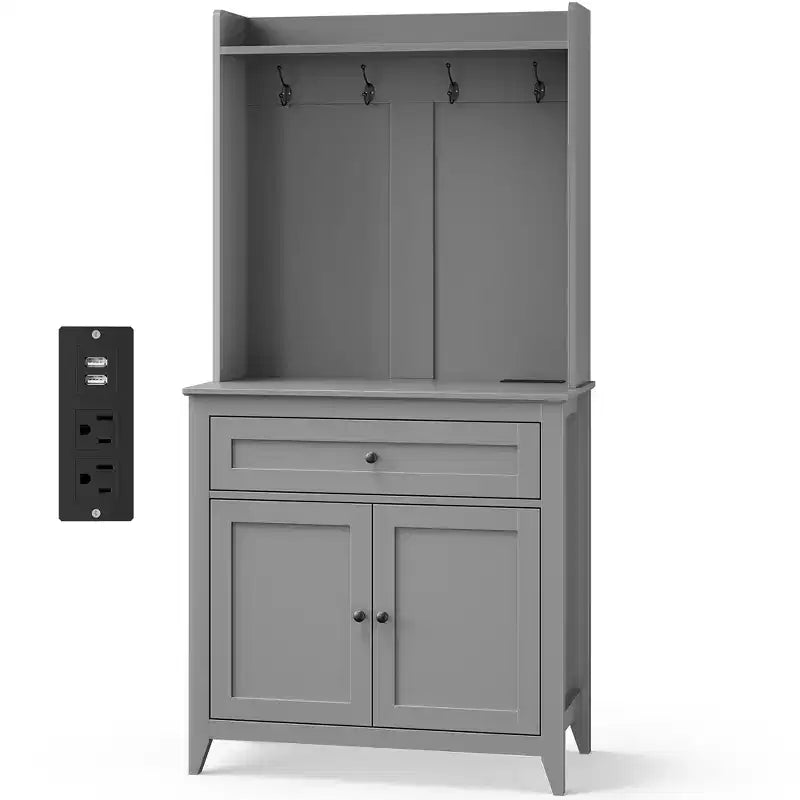 Alacena de 63'' con 4 ganchos, 1 cajón grande, estantes ajustables para sala de estar, comedor