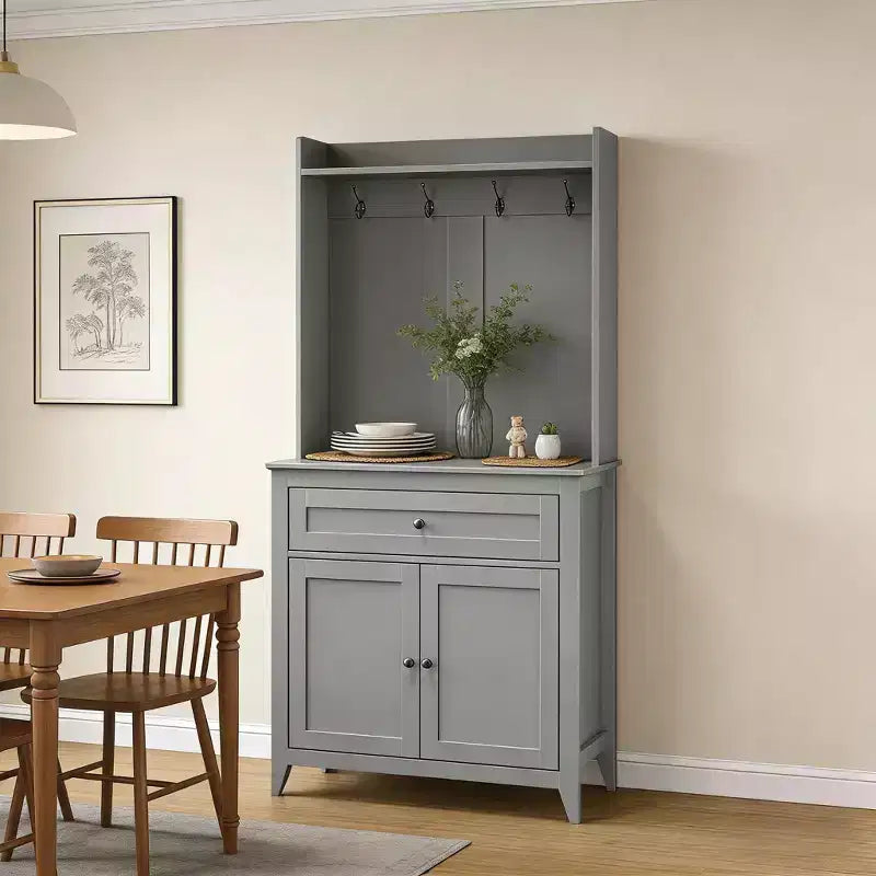 Alacena de 63'' con 4 ganchos, 1 cajón grande, estantes ajustables para sala de estar, comedor