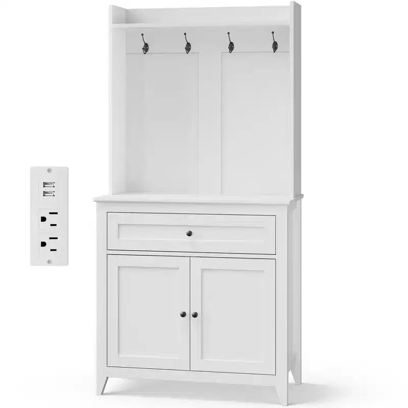 Alacena de 63'' con 4 ganchos, 1 cajón grande, estantes ajustables para sala de estar, comedor