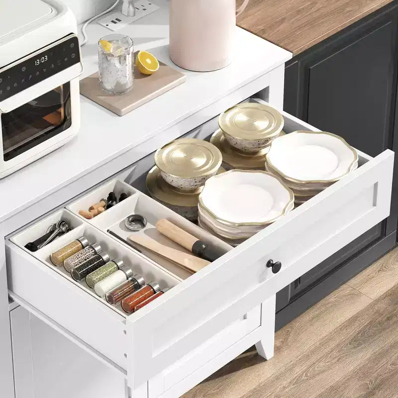 Alacena de 63'' con 4 ganchos, 1 cajón grande, estantes ajustables para sala de estar, comedor