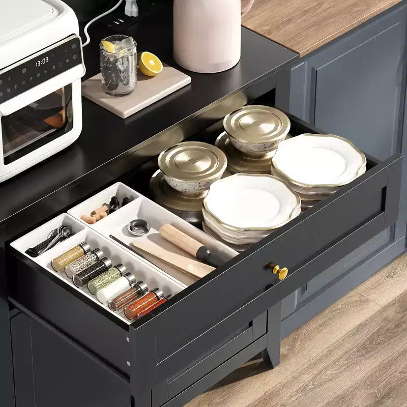 Alacena de 63'' con 4 ganchos, 1 cajón grande, estantes ajustables para sala de estar, comedor