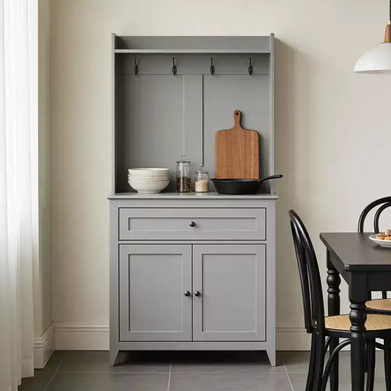 Alacena de 63'' con 4 ganchos, 1 cajón grande, estantes ajustables para sala de estar, comedor