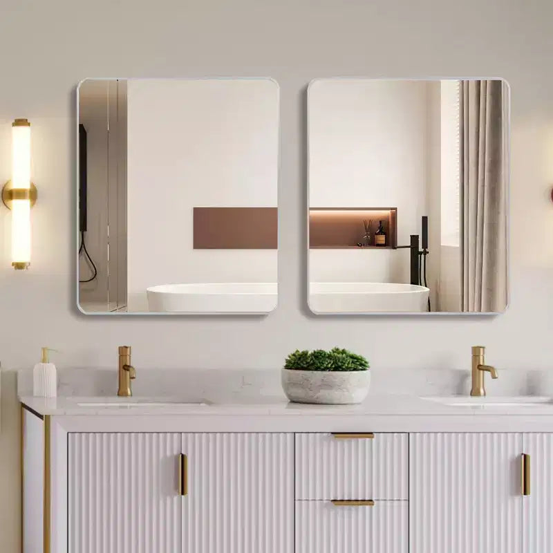 Espejo de baño cuadrado con marco metálico para pared, 30"x30"