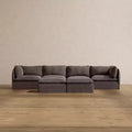 Anabei Modular Washable 4-Seater Sofa + Bench Ottoman | Deluxe+ Seat & Cloud Pillow