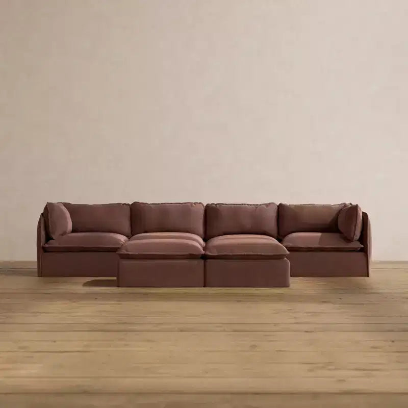 Sofá Modular Anabei Lavable de 4 Plazas + Otomana con Banco | Asiento Deluxe+ y Almohada Cloud