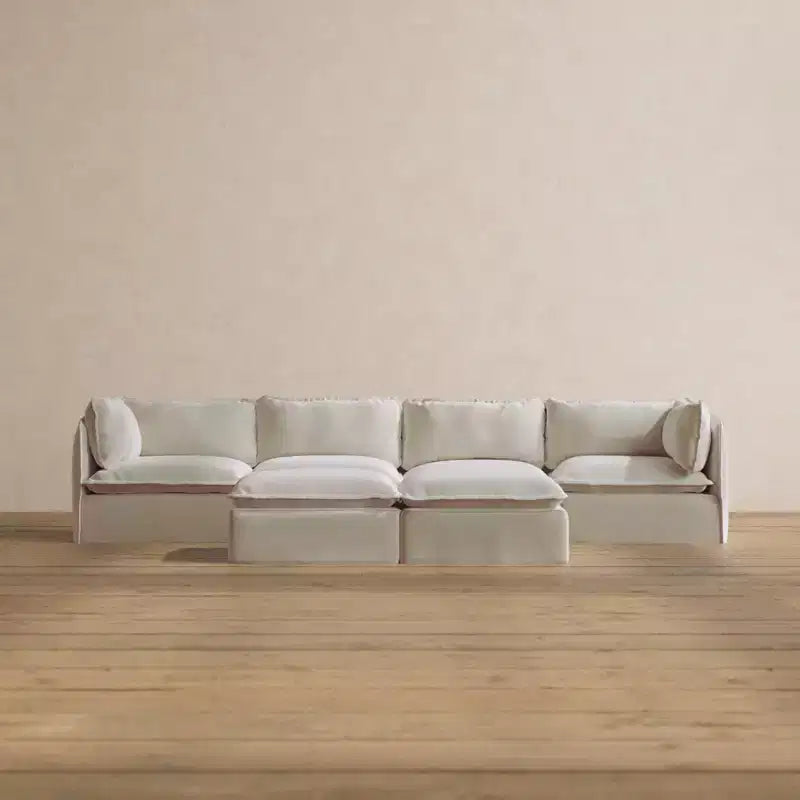 Sofá Modular Anabei Lavable de 4 Plazas + Otomana con Banco | Asiento Deluxe+ y Almohada Cloud