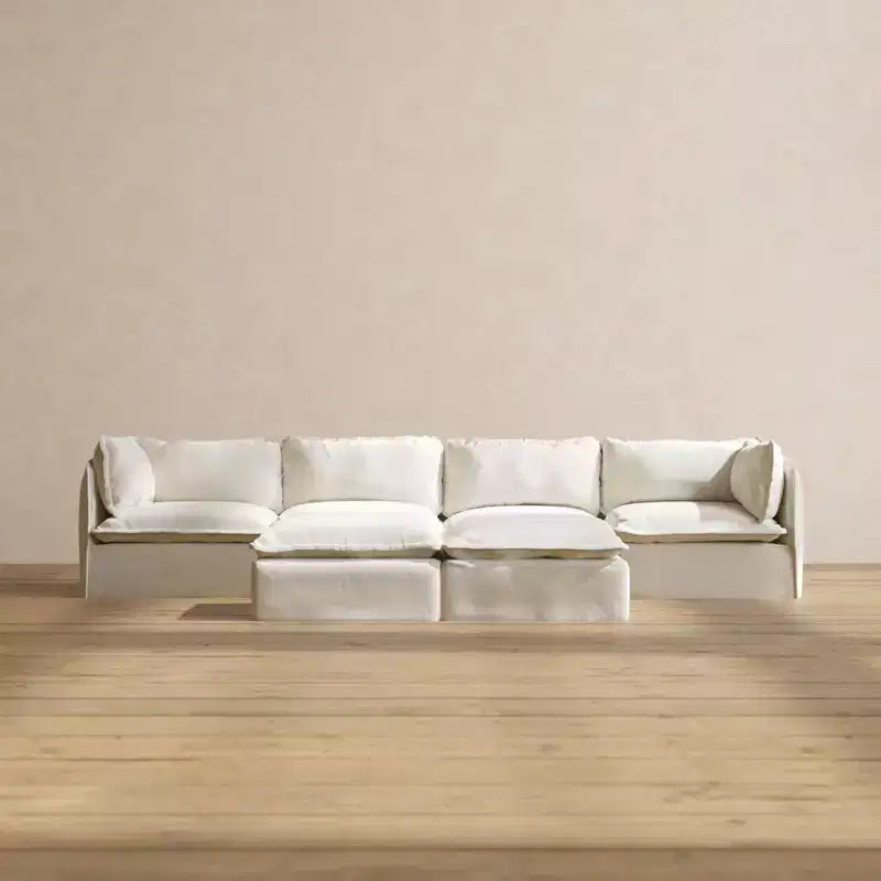 Sofá Modular Anabei Lavable de 4 Plazas + Otomana con Banco | Asiento Deluxe+ y Almohada Cloud