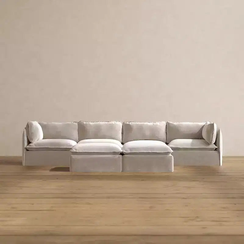 Sofá Modular Anabei Lavable de 4 Plazas + Otomana con Banco | Asiento Deluxe+ y Almohada Cloud