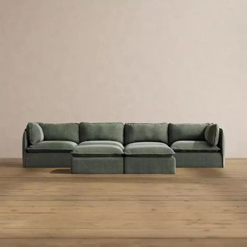 Sofá Modular Anabei Lavable de 4 Plazas + Otomana con Banco | Asiento Deluxe+ y Almohada Cloud